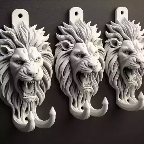 Lion Head Wall Mounts Set 3D print model