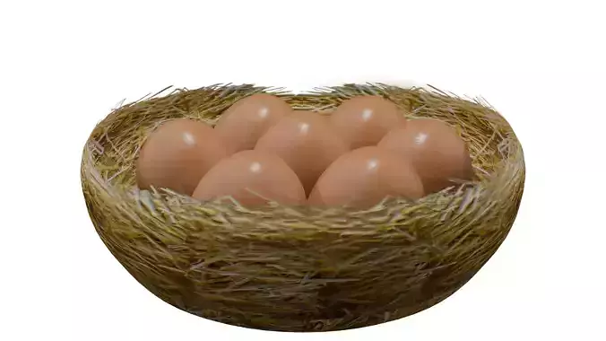 Realistic Lohmann Brown Chicken Egg in Nest 3D model