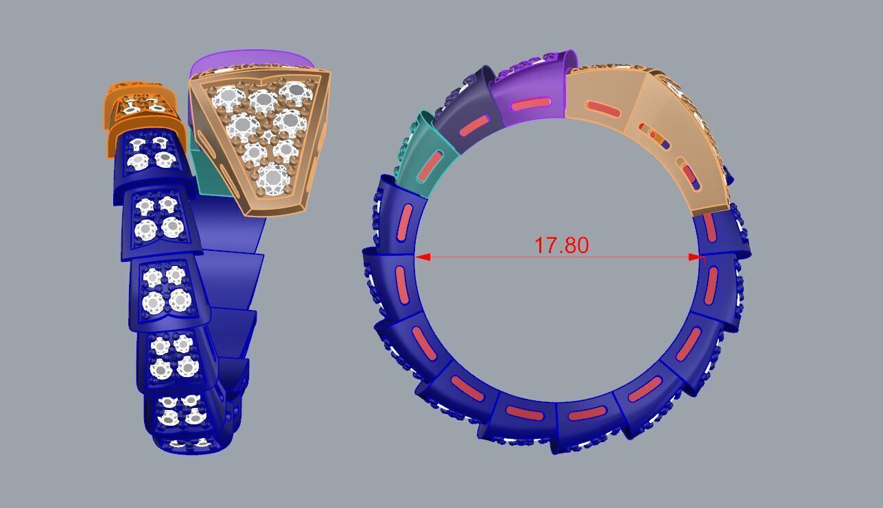 Bvlgari Snake Serpenti Ring  3D print model_3