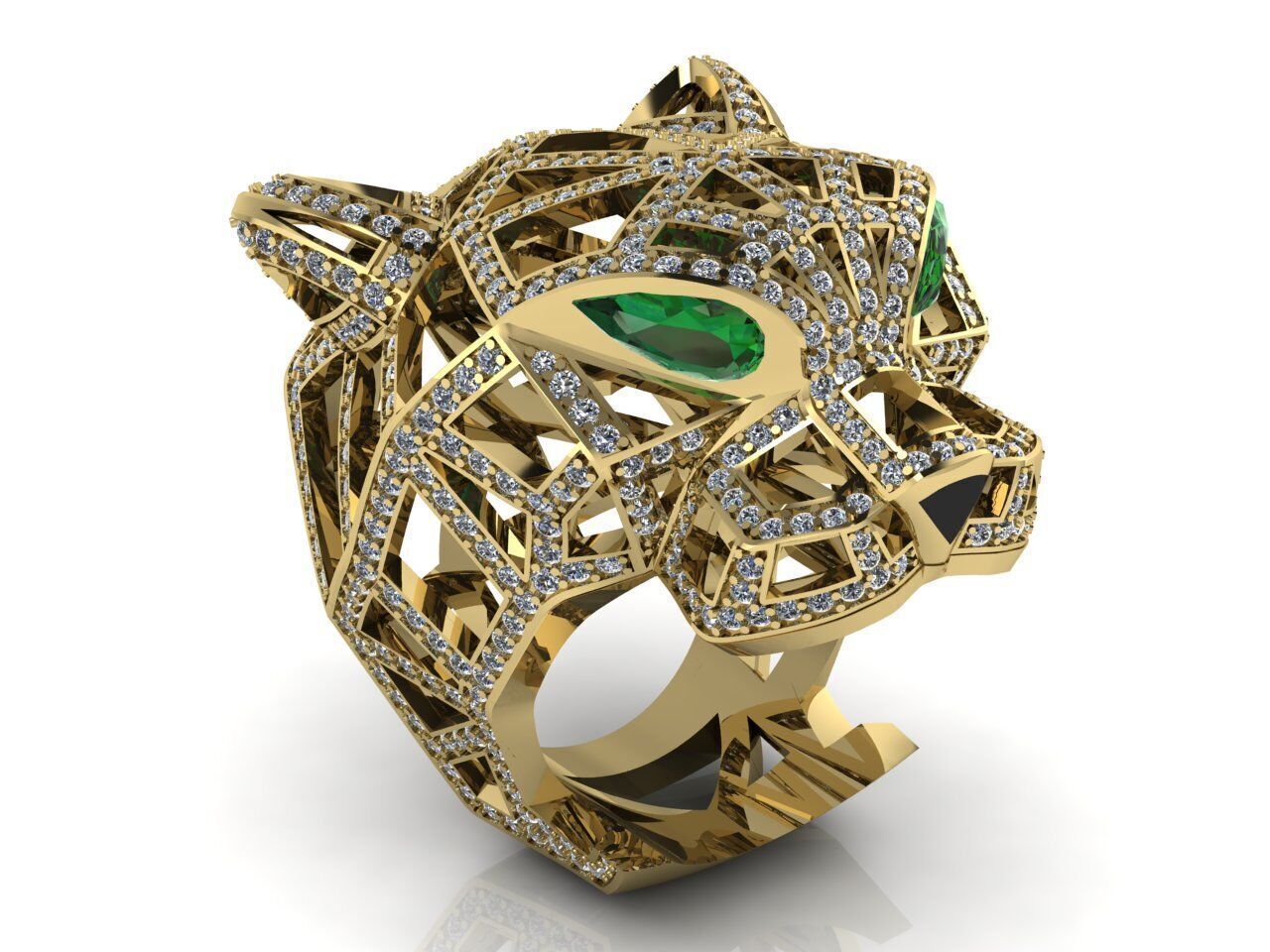 Panther Ring Gold  3D print model_1