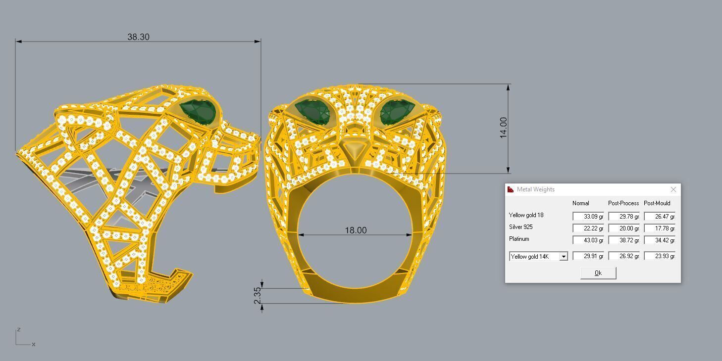 Panther Ring Gold  3D print model_2