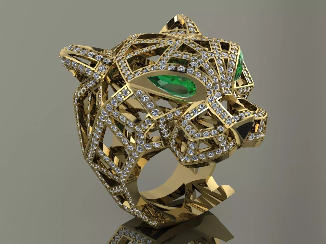 Panther Ring Gold  3D print model_0