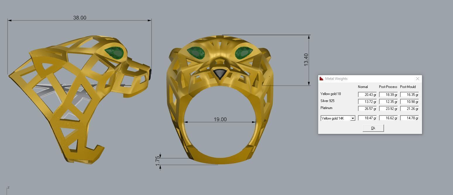 Panther Ring Gold  3D print model_3
