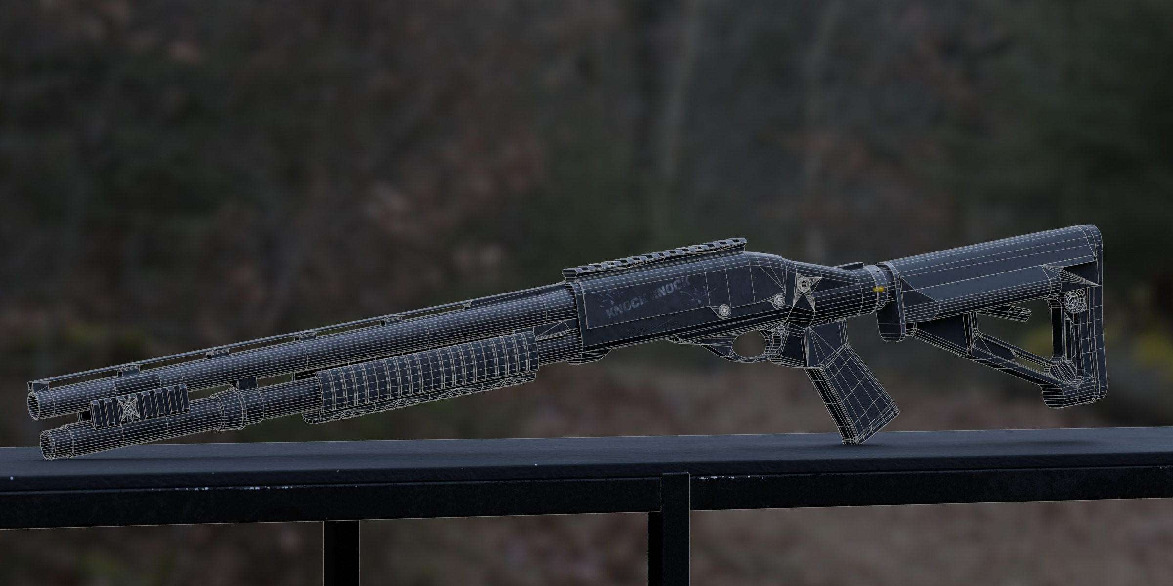Tactical Shotgun Low-poly 3D model_9