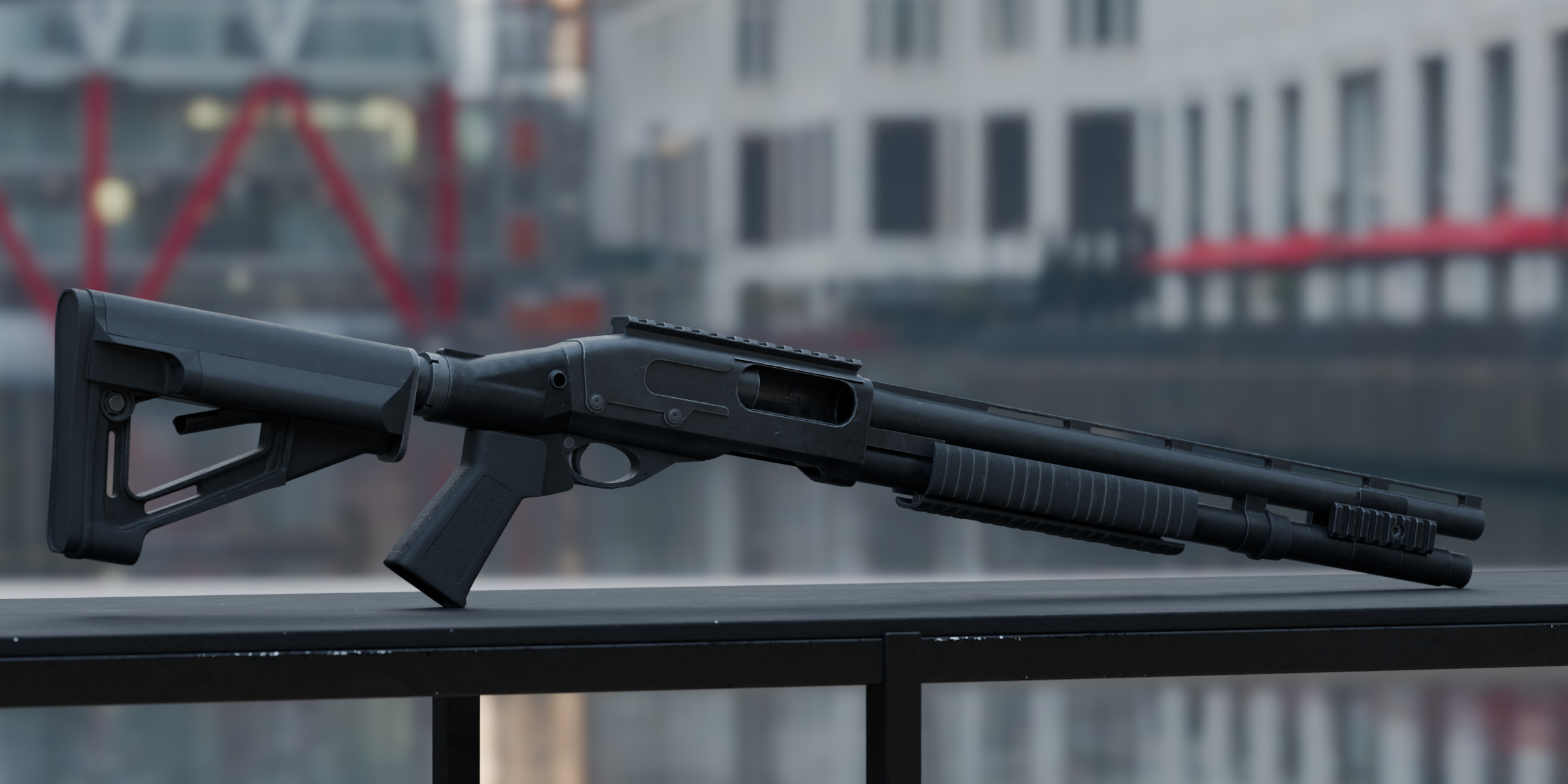 Tactical Shotgun Low-poly 3D model_4