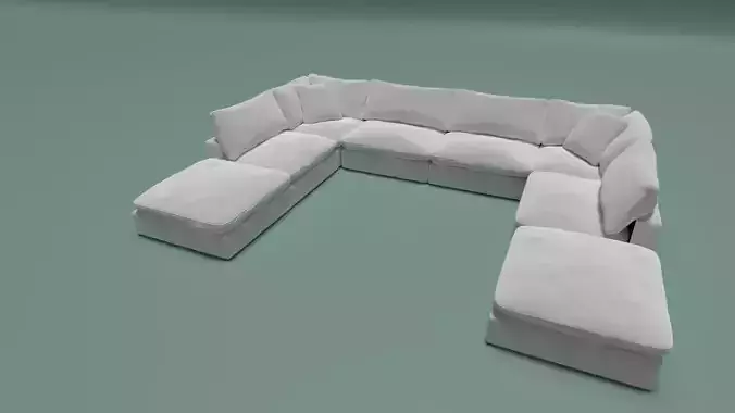 Couch set Low-poly 3D model