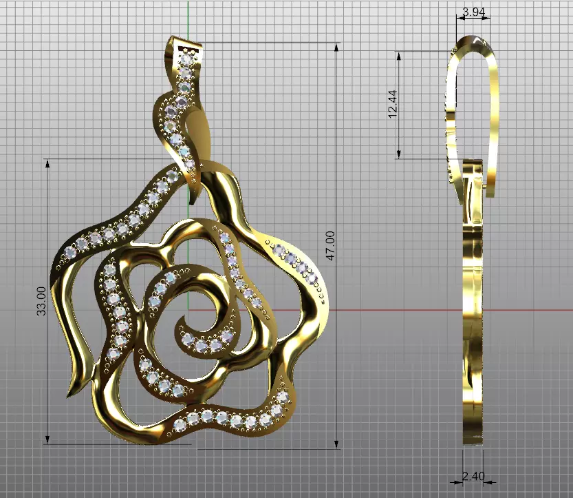 The rose pendant 3D print model