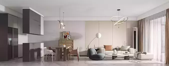Modern living and dining room