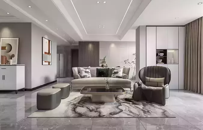 Modern living and dining room