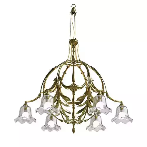 Very Rare Brass Chandelier by WAS Benson