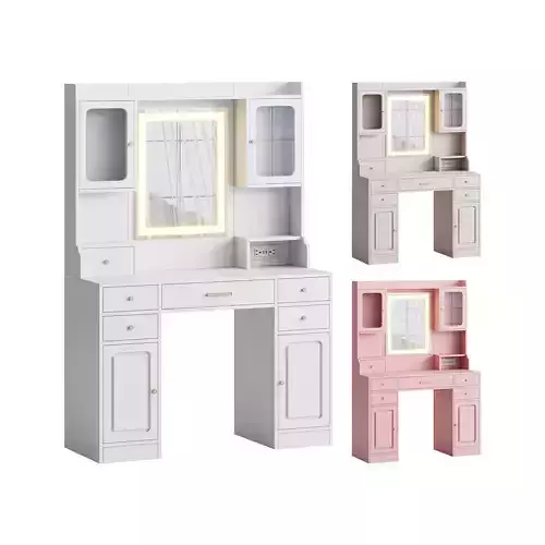  Vanity Desk with LED Lighted Mirror