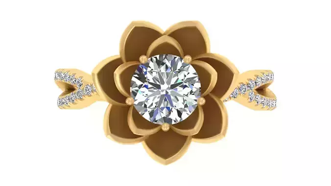 Lotus Bloom Floral Diamond Engagement Ring
