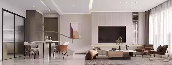 Modern living and dining room