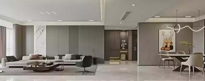 Modern living and dining room