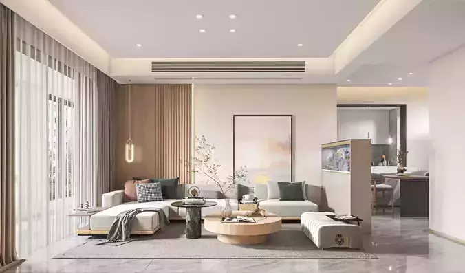 Modern living and dining room