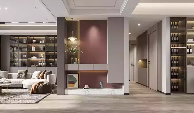 Modern living and dining room