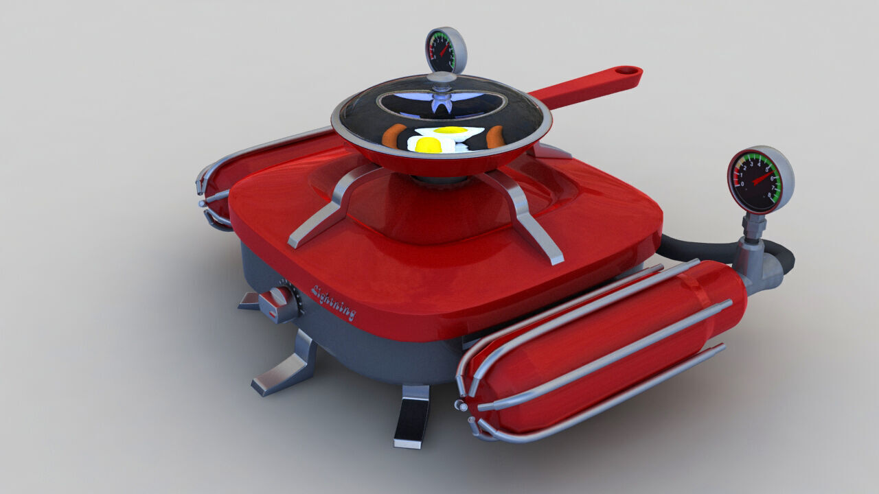 Portable Gas Burner 3D model_1
