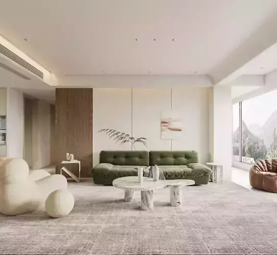 Modern living and dining room