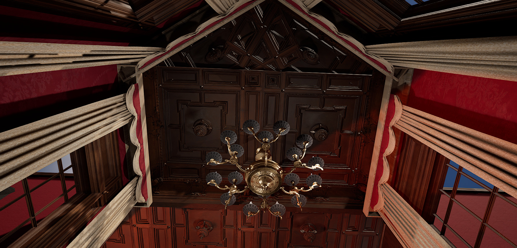 Vintage Victorian Cozy Castle Bedroom 3D model_10