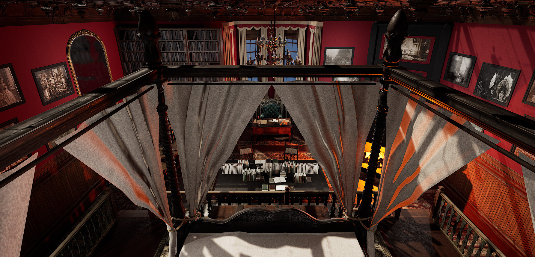 Vintage Victorian Cozy Castle Bedroom 3D model_32