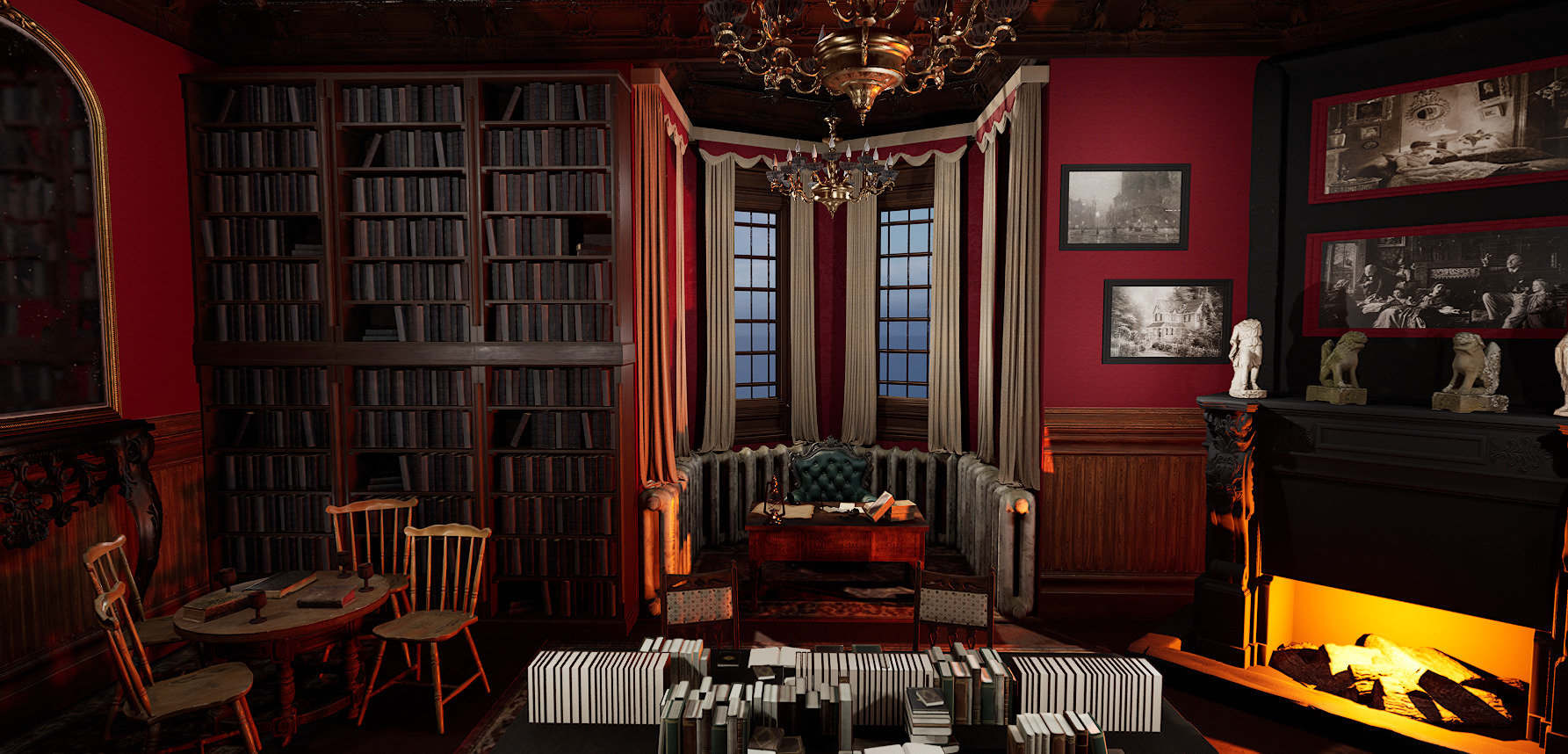 Vintage Victorian Cozy Castle Bedroom 3D model_4