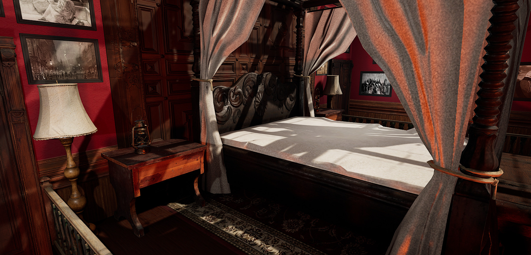 Vintage Victorian Cozy Castle Bedroom 3D model_15