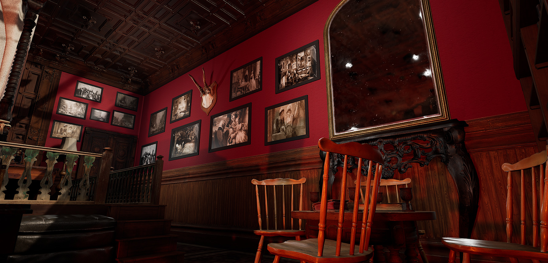 Vintage Victorian Cozy Castle Bedroom 3D model_28