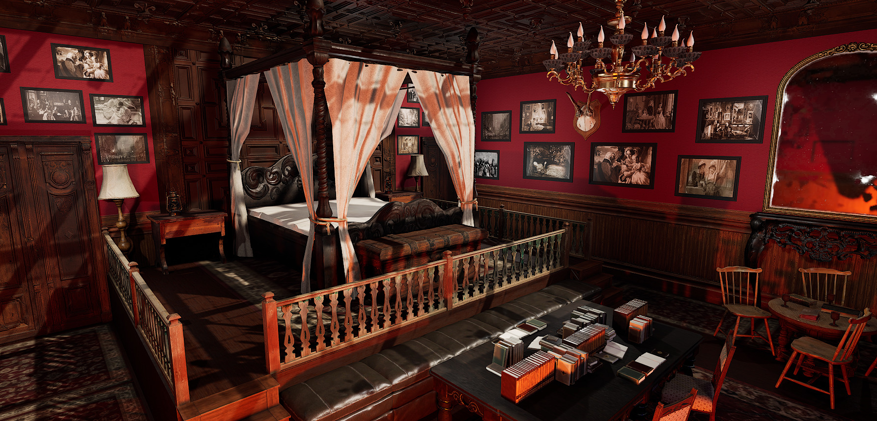 Vintage Victorian Cozy Castle Bedroom 3D model_3