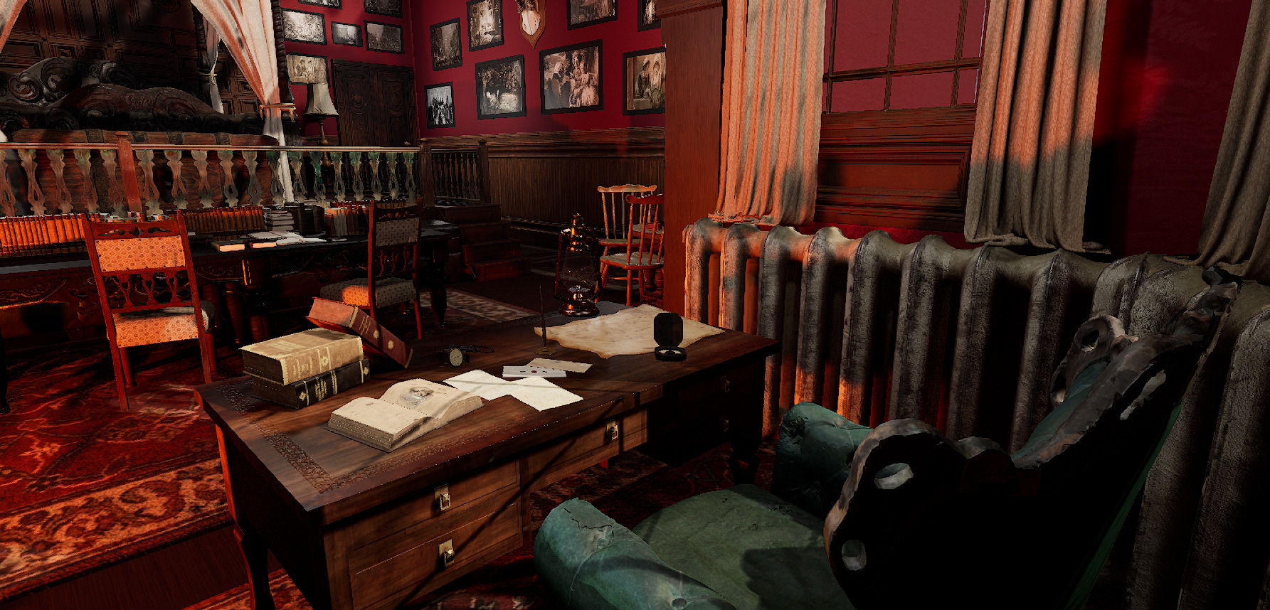 Vintage Victorian Cozy Castle Bedroom 3D model_8