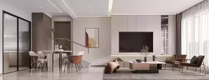 Modern living and dining room