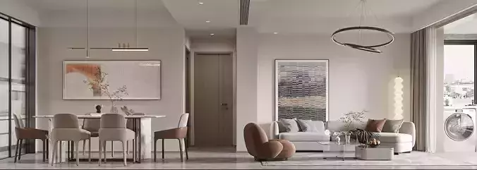 Modern living and dining room