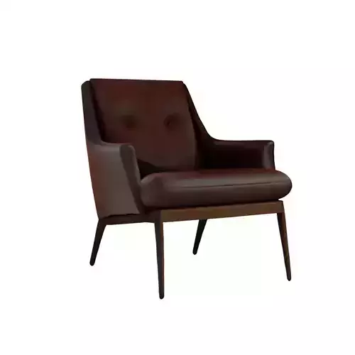 Mid-Century Modern Brown Leather Armchair