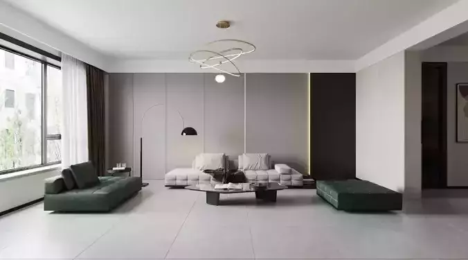 Modern living and dining room