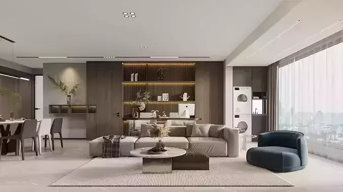 Italian minimalist dining room bedroom