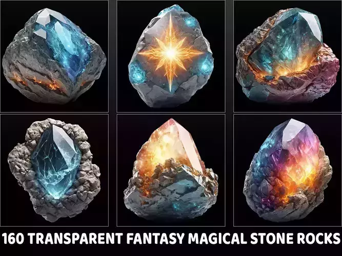 160 Fantasy Magical Stone Rock Game Asset