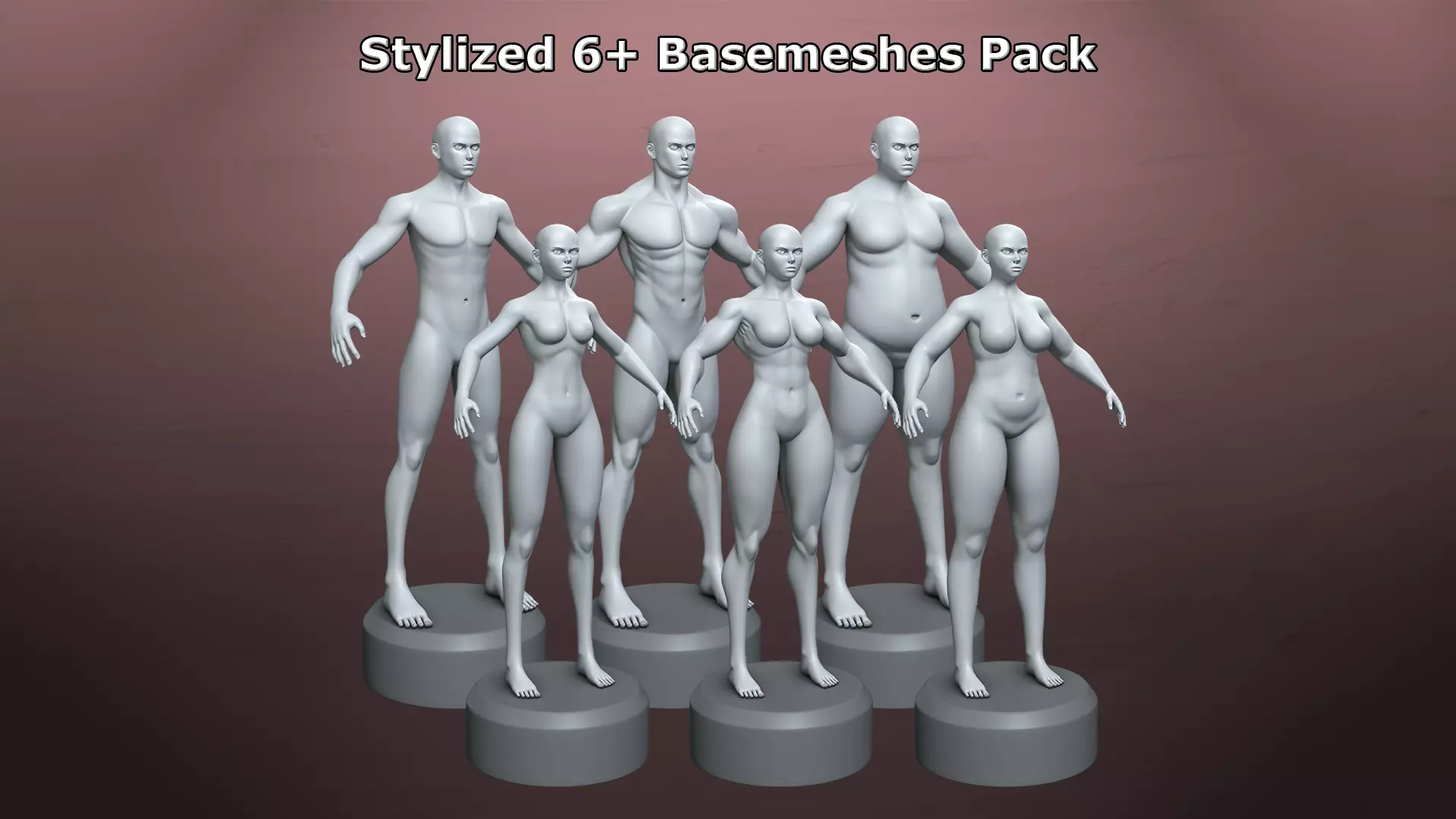 Stylized Basemesh Pack Low-poly 3D model_0