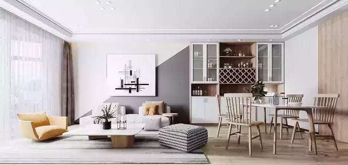 Modern living and dining room