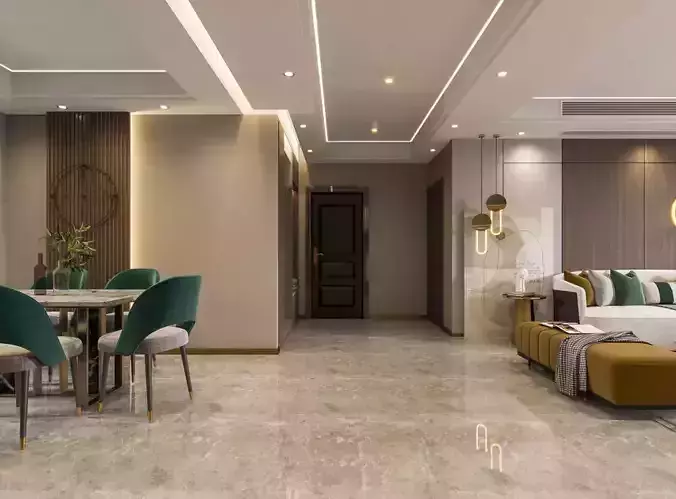 Modern living and dining room