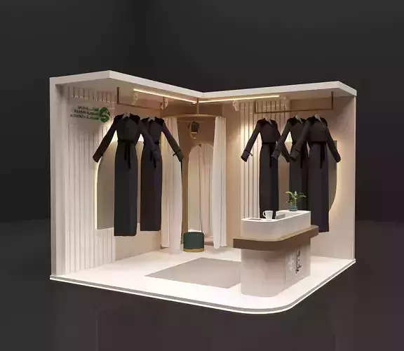 3 simple clothes  booth 3D model