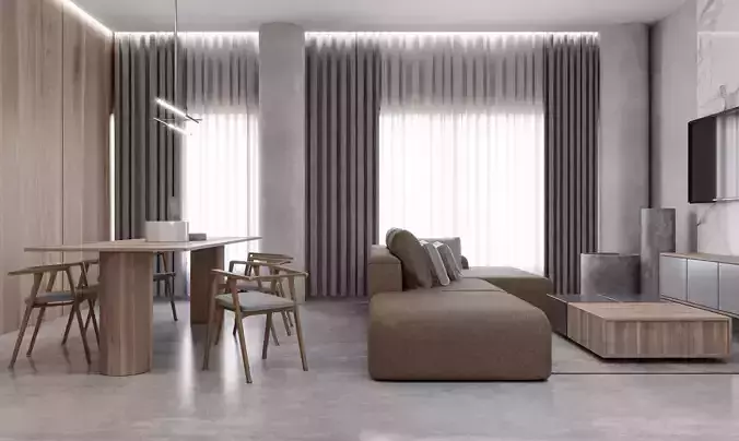 Log style living room scene