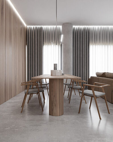 Log style living room scene 3D model 5