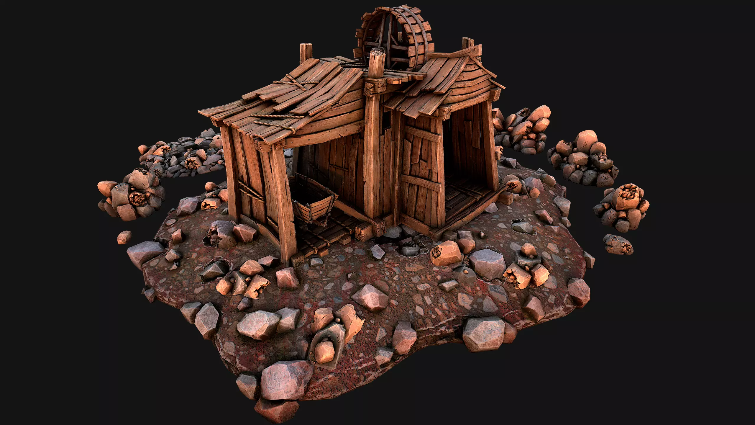 Medieval Copper Ore Mine Low-poly 3D model