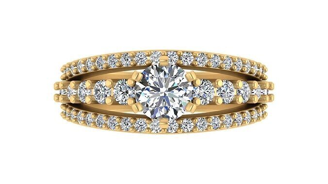  Royal Halo Multi-Row Diamond Engagement Ring 3D print model
