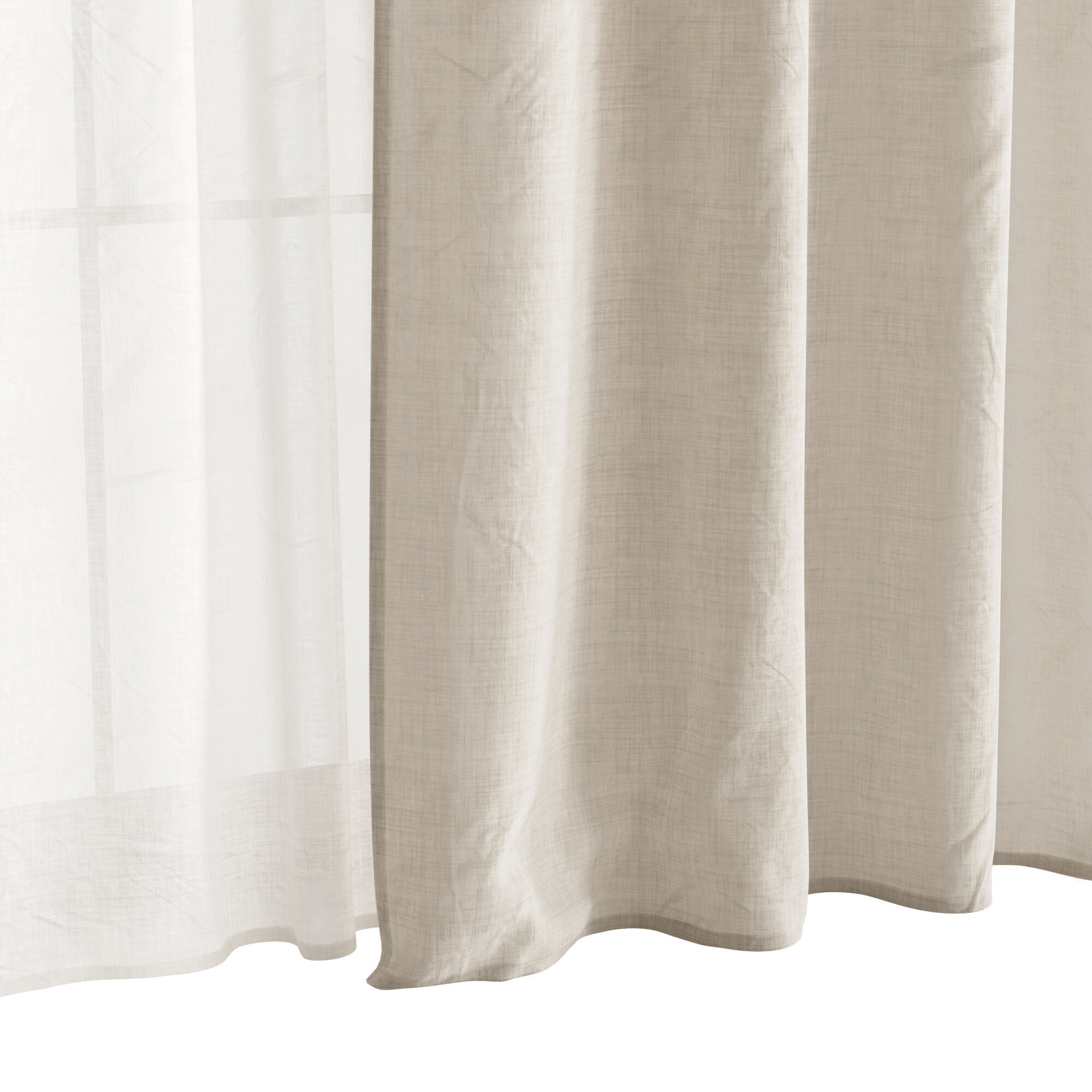 Linen Curtain with Tulle and Roman Blinds set 05 3D model_3