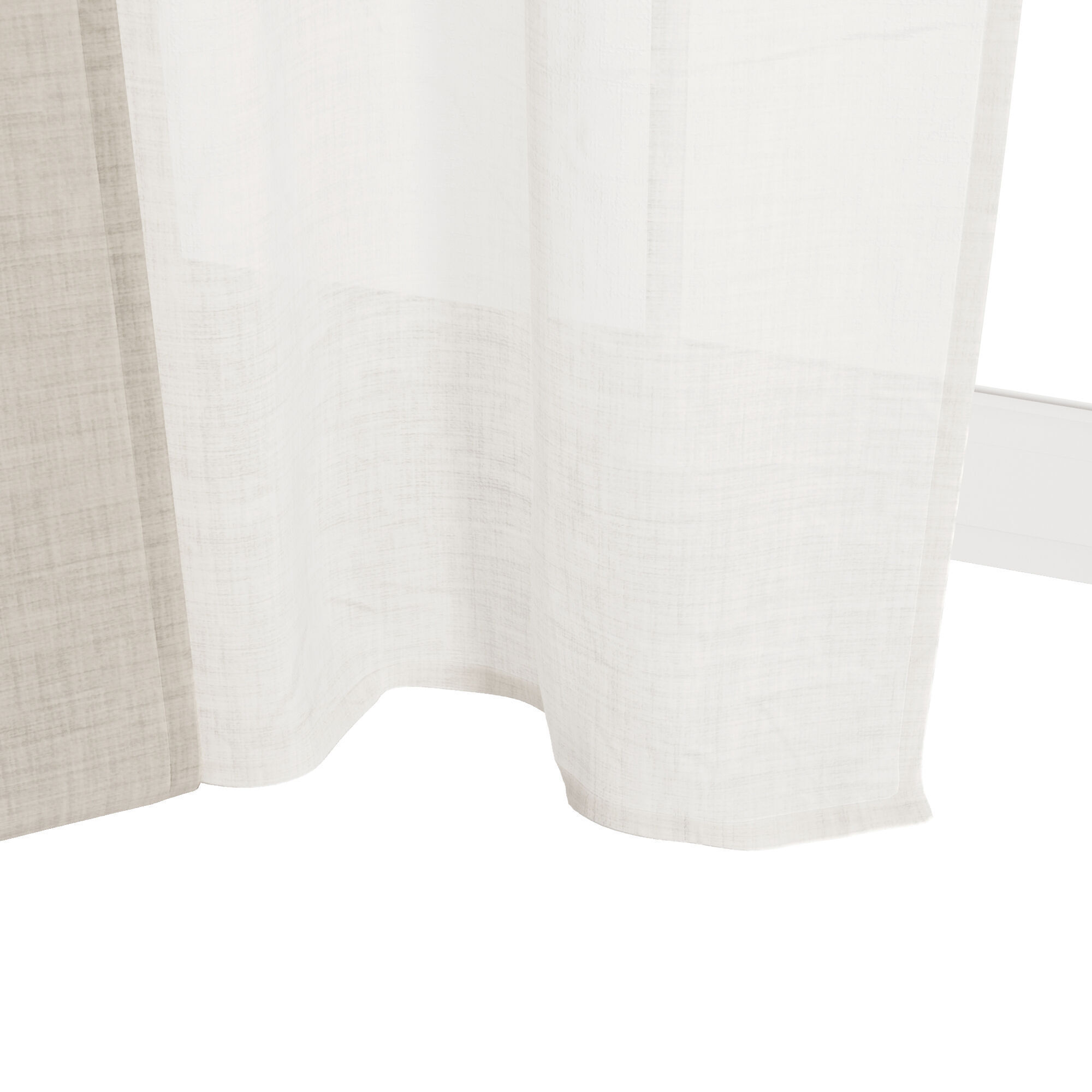 Linen Curtain with Tulle and Roman Blinds set 05 3D model_4