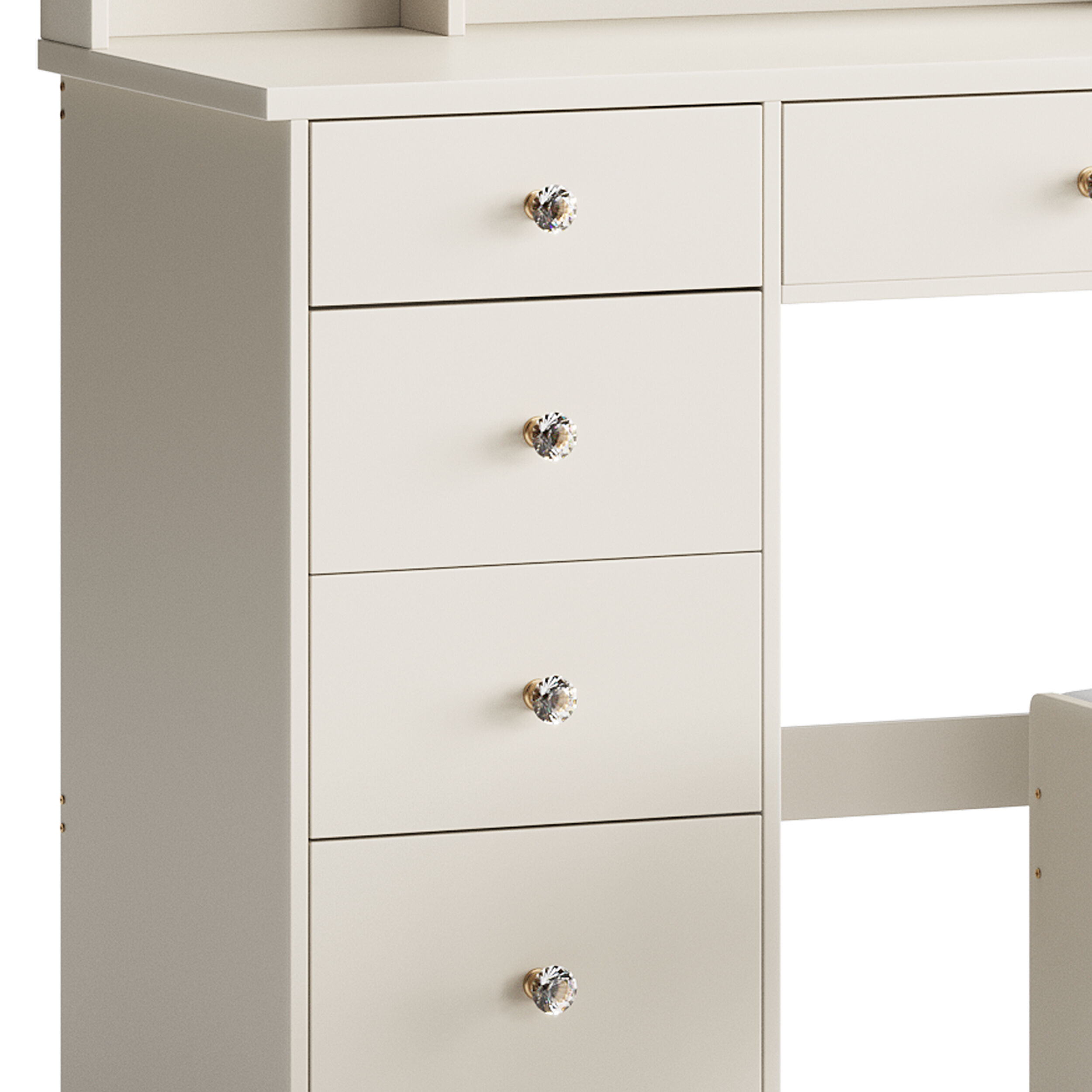 Ensemble coiffeuse avec tabouret et miroir Willodine 3D model_7