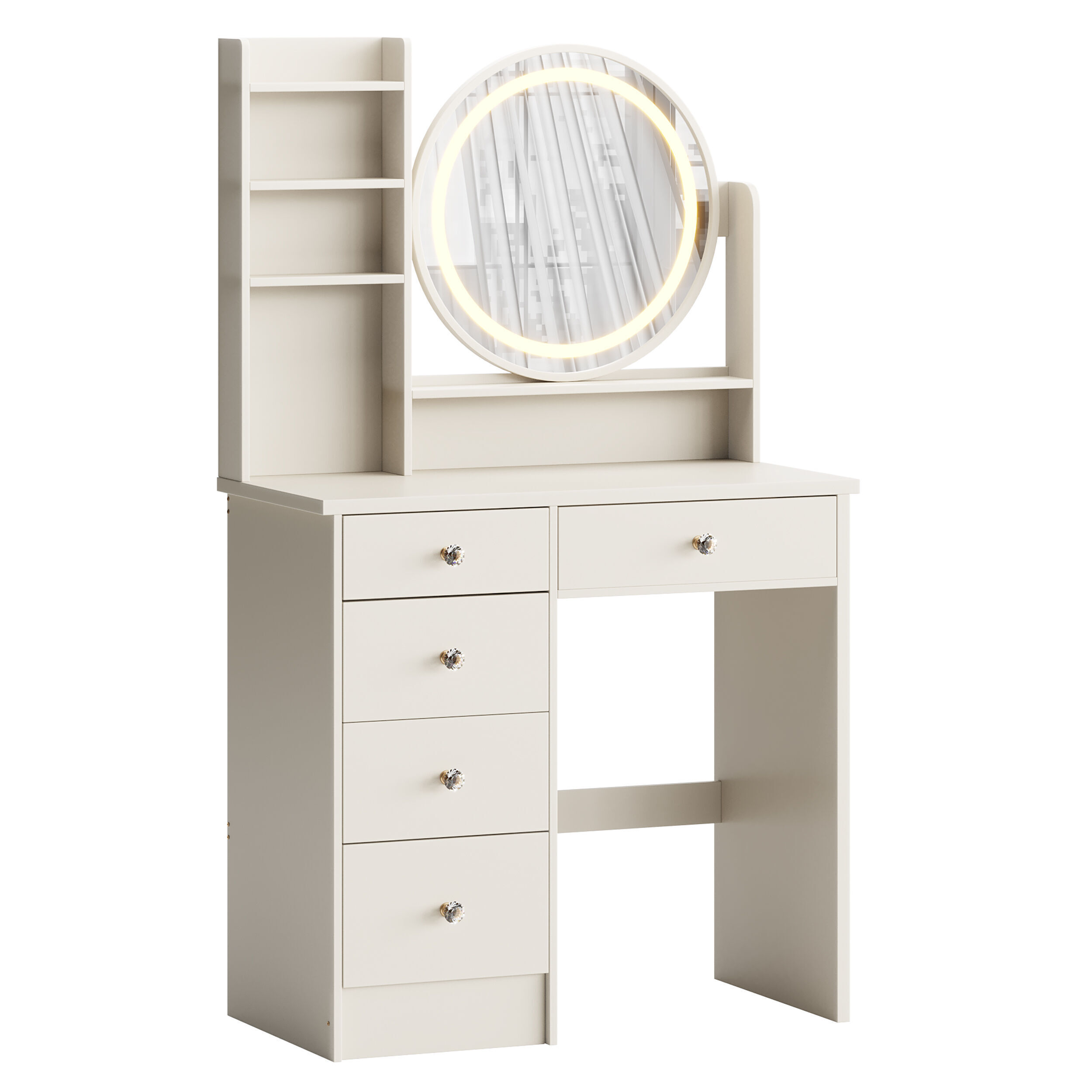 Ensemble coiffeuse avec tabouret et miroir Willodine 3D model_4