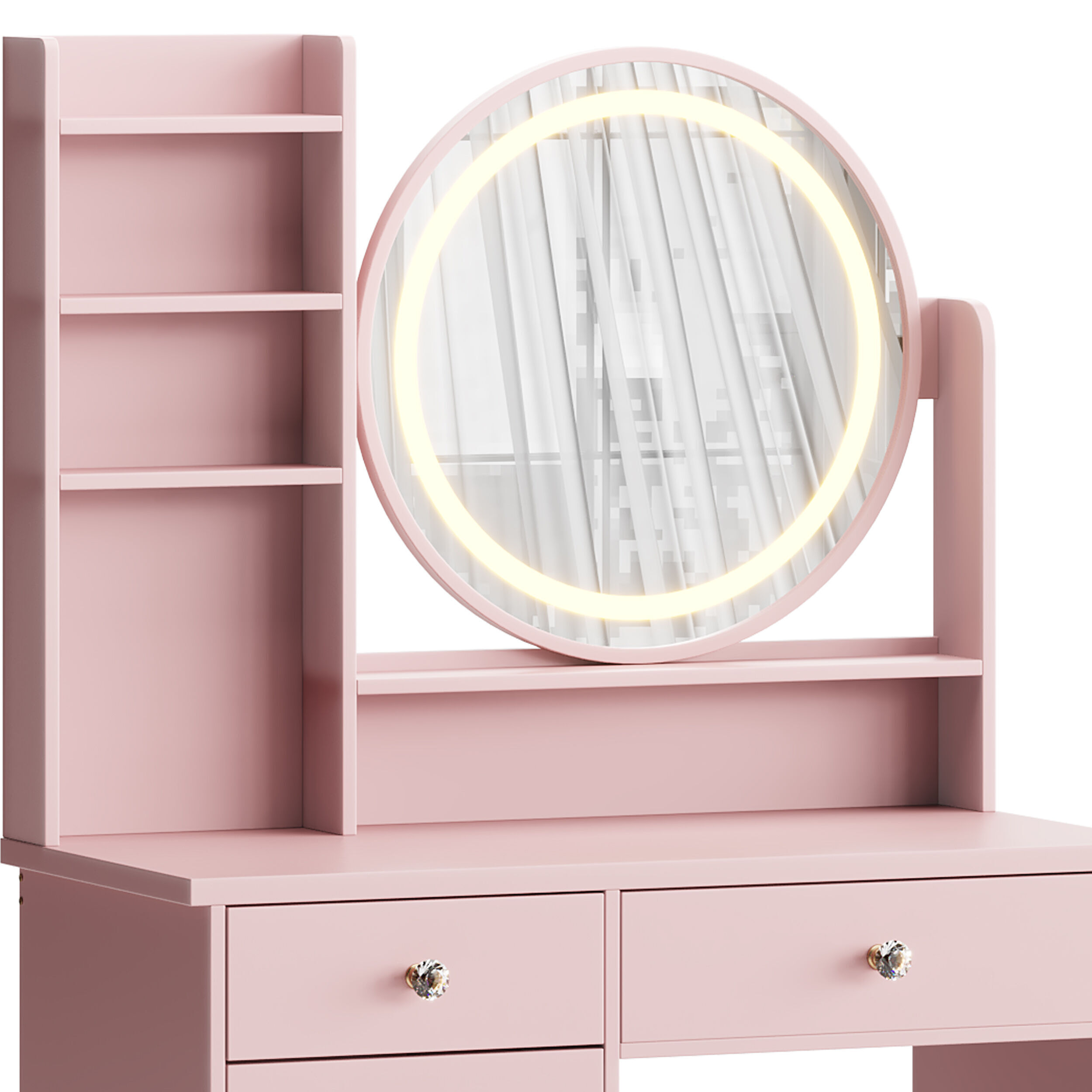 Ensemble coiffeuse avec tabouret et miroir Willodine 3D model_5