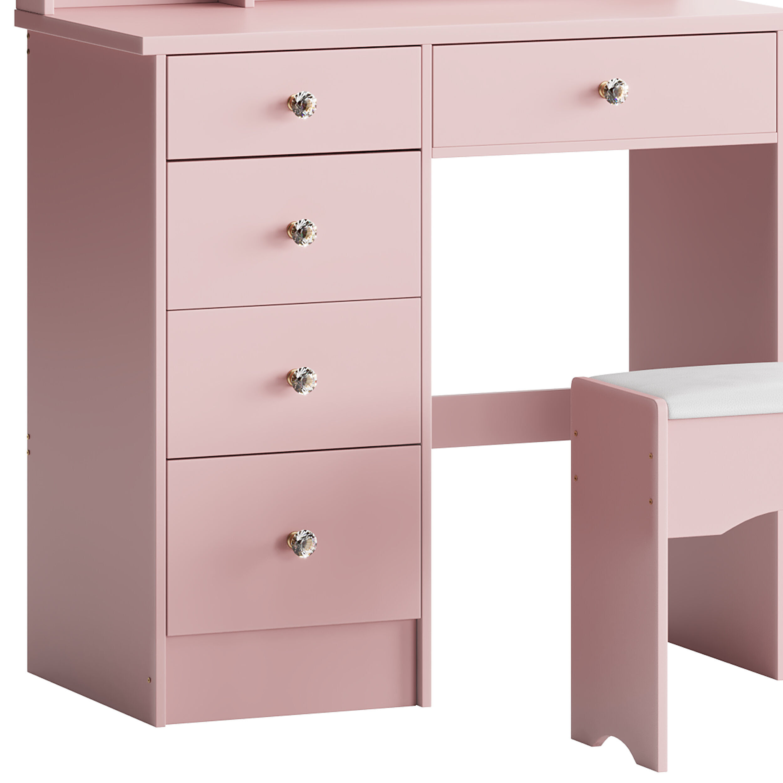 Ensemble coiffeuse avec tabouret et miroir Willodine 3D model_6