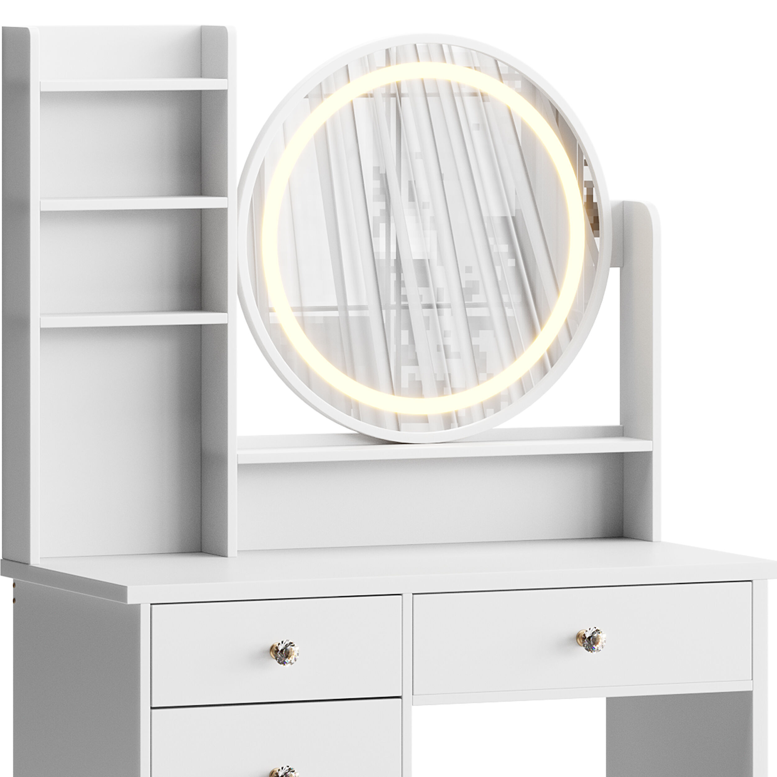 Ensemble coiffeuse avec tabouret et miroir Willodine 3D model_12